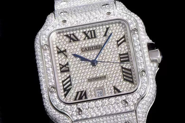 Best Replica Cartier Santos Fully Iced Out 1:1 Doublete ETÁ