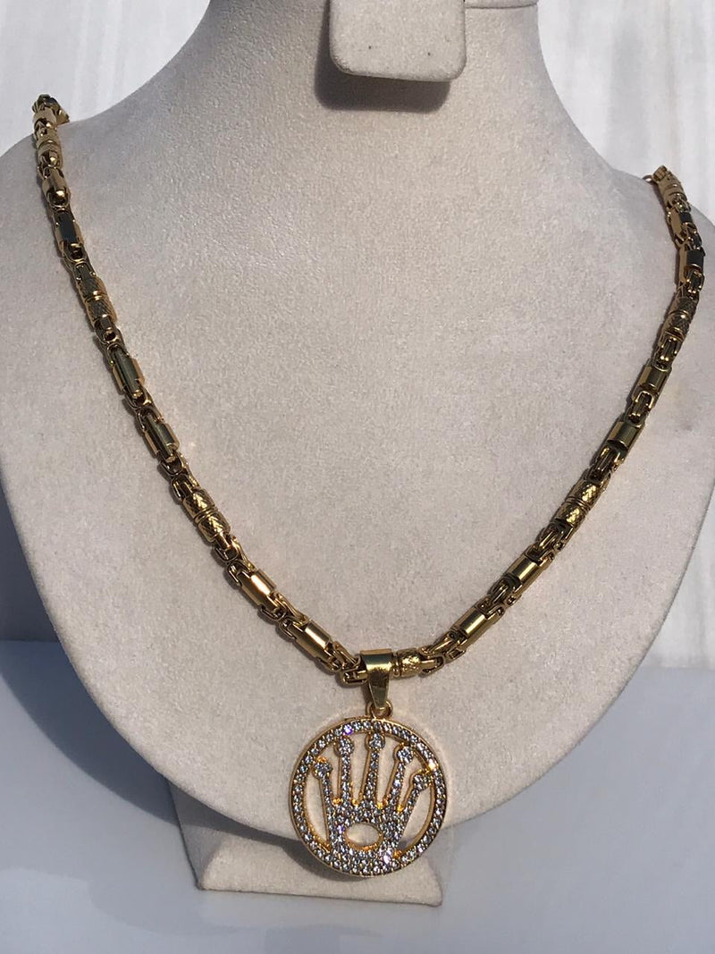 Full Standard Gold color With CIRCLE KING CROWN Necklaces