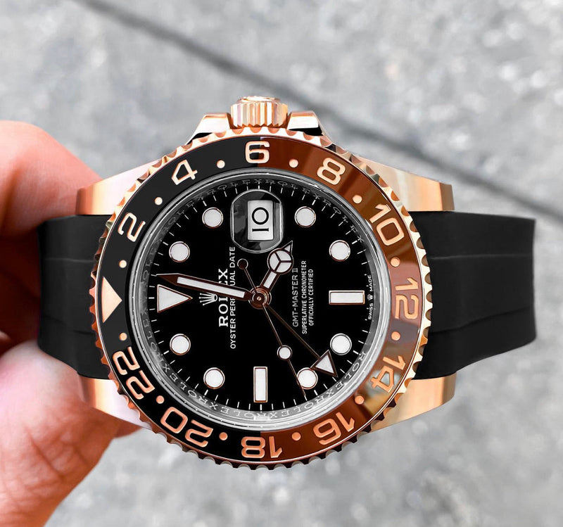 Rolex  GMT master II rosegold with black strap