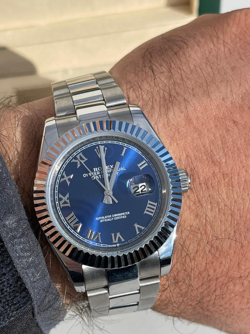 Best Replica Rolex Datejust new updated romano with blue dial