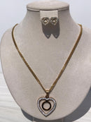 Gold color Necklace with heart bling bling sign with zircon ears