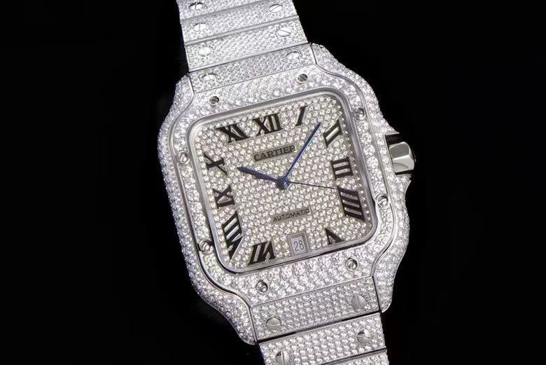 Best Replica Cartier Santos Fully Iced Out 1:1 Doublete ETÁ