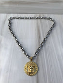 Full Grey Silver colo Necklaces with gold color medusa