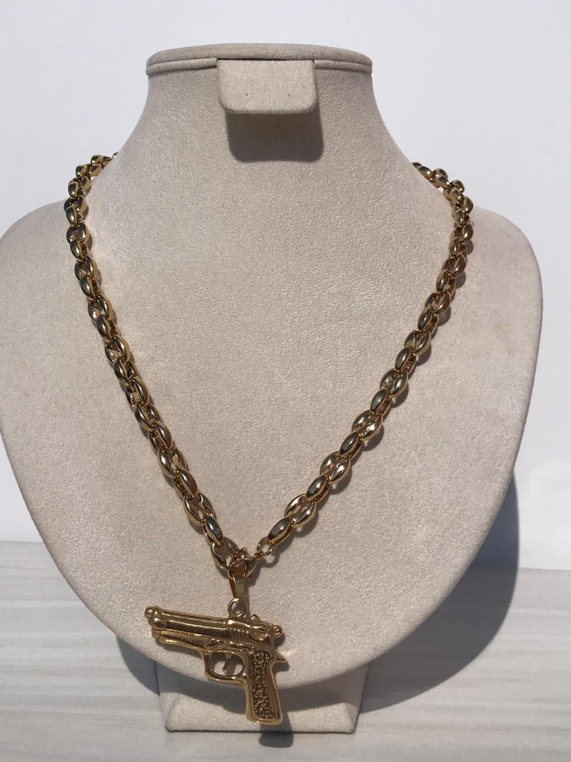 Full bold Gold color pistol - gun Necklaces