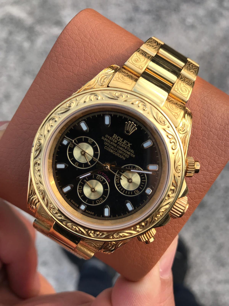 Best Replica Rolex Daytona Hand Engraved Gold