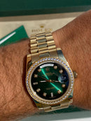 Rolex Day date green/hulk dial with diamonds 36 mm Iced Out