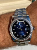 Rolex Day date blue dial with diamonds 36 mm Iced Out