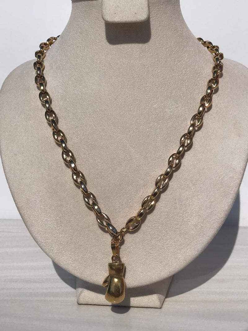 Full bold Gold color boxing gloves Necklaces