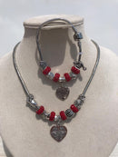 Full set of pandora, red mixed heart Necklace