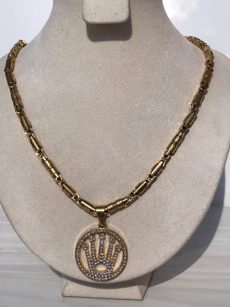 Full Standard Gold color With CIRCLE KING CROWN Necklaces