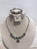 Full set of pandora, black light mixed queen Elisabeta Necklace