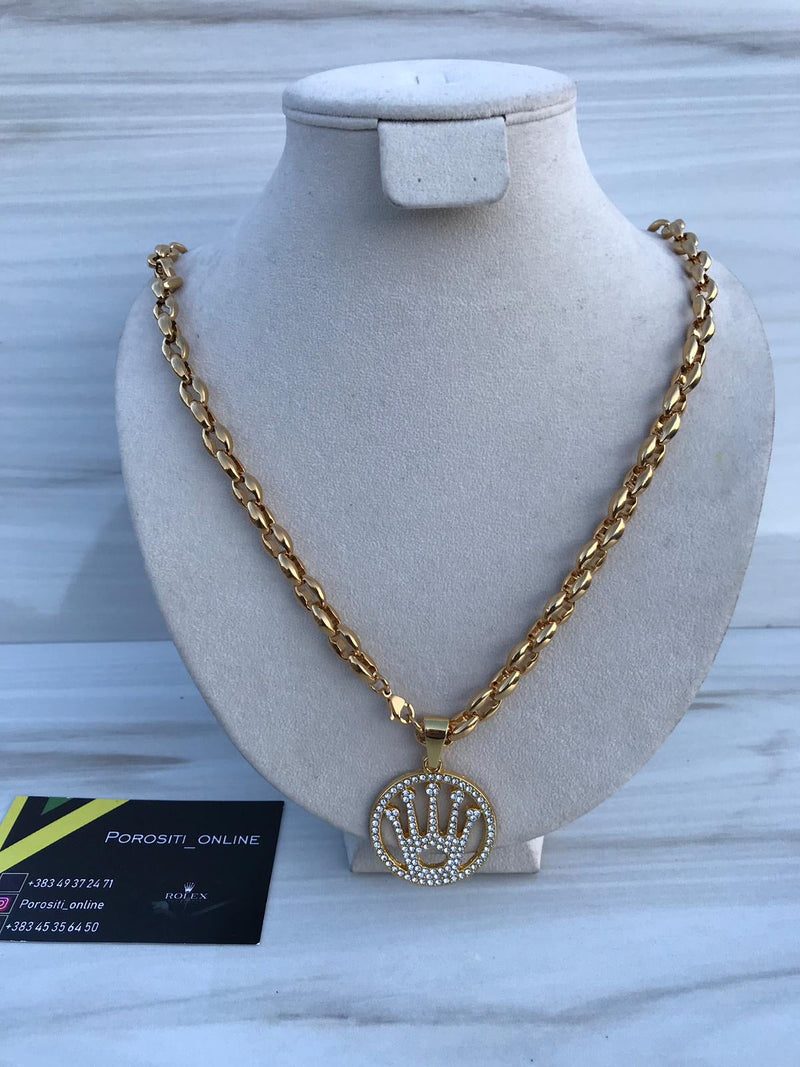 Full Standard Gold color With CIRCLE KING CROWN Necklaces