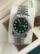 Rolex Datejust bicolor green with Diamonds