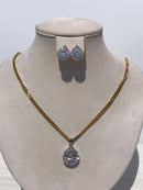 Set of Zircon gold color, standard mixed queen diamonds Necklace bling bling rocks zircon ears