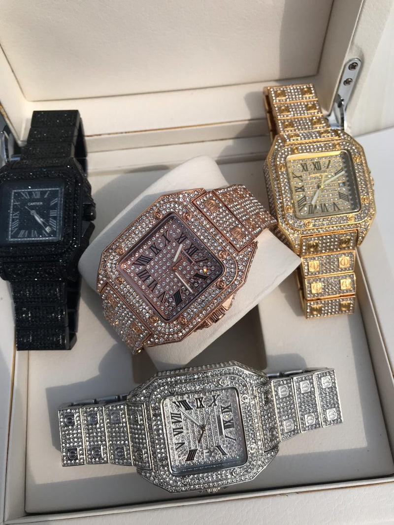 Cartier Santos Bling Bling Black Mad Iced Out