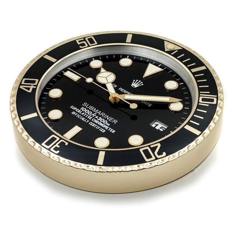 Submariner black & gold wall clock