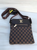 LV brown shoulder bag with merallic LV sign
