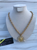 Full Standard Gold color With circle emerald Medusa Necklaces