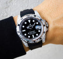 Rolex black submariner bling bling with black strap
