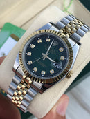 Rolex Datejust bicolor green with Diamonds