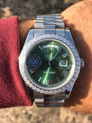Rolex Daydate green with Roman Numerals Iced Out