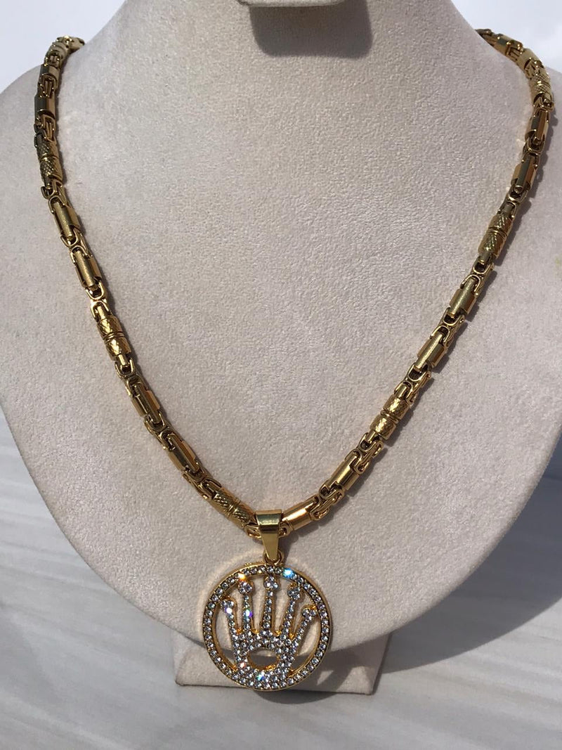 Full Standard Gold color With CIRCLE KING CROWN Necklaces