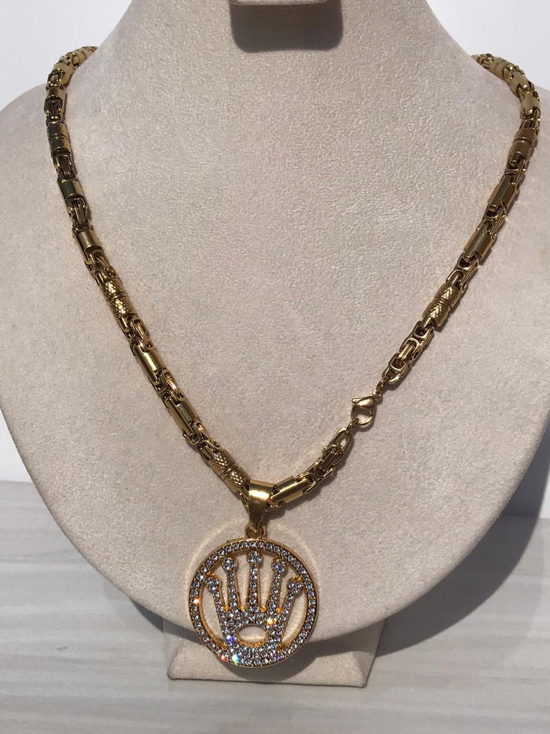 Full Standard Gold color With CIRCLE KING CROWN Necklaces