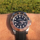 Rolex  GMT master II rosegold with black strap