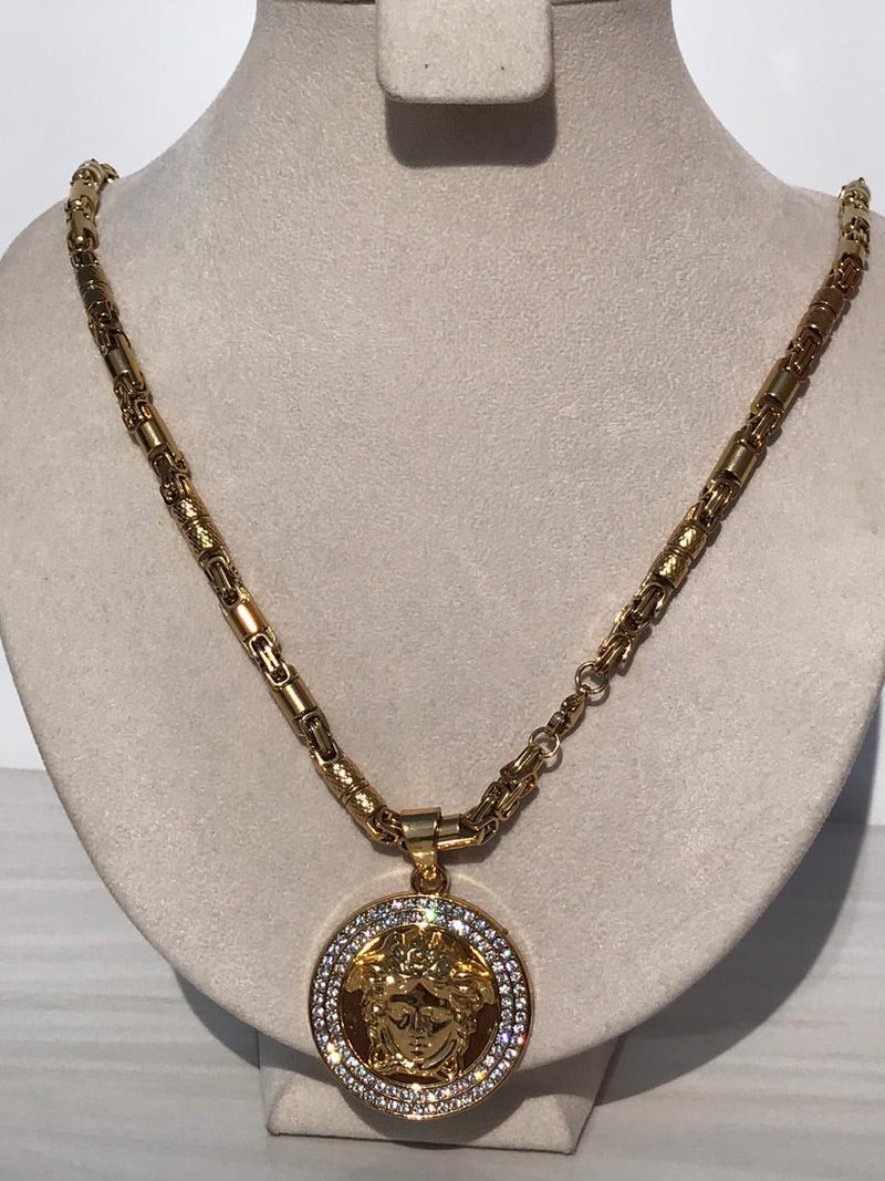 Full Standard Gold color With CIRCLE KING CROWN Necklaces