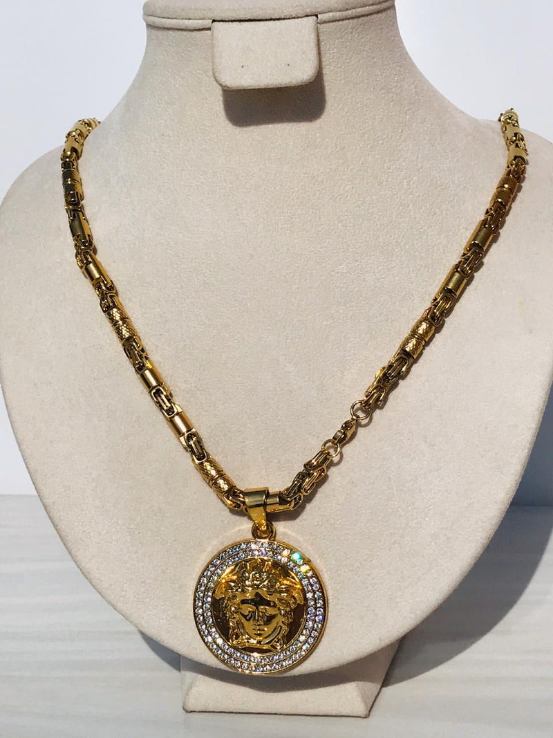 Full Standard Gold color With CIRCLE KING CROWN Necklaces